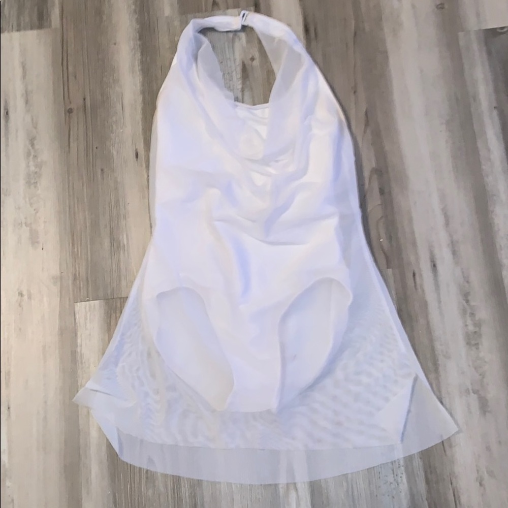 White leotard with mesh